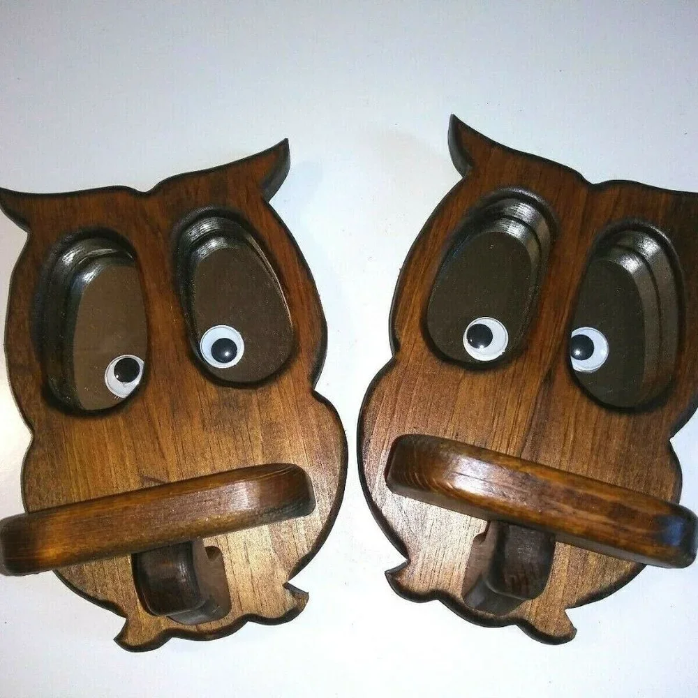 2 VTG rustic Wood Shelves Owl shelf /sconces 8.5